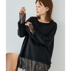 tシャツ レース切替プルオーバー｜レイヤード/重ね着/大人フェミニン/体型カバー レディース