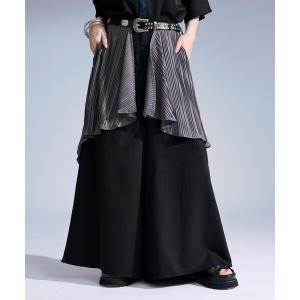 ワイドパンツ パンツ ラッフルプリーツレイヤードハカマパンツ メンズ レディース