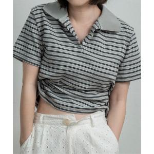 ポロシャツ ポロ two tone color half button border / ツートーンカラーハーフボタンボーダー レディース