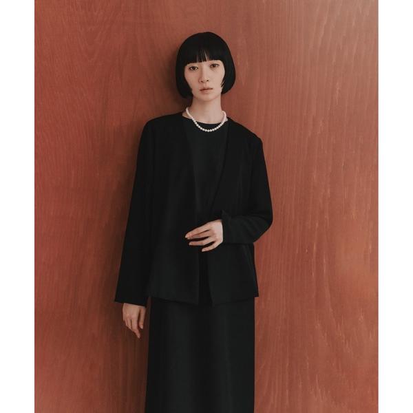 喪服 セレモニースーツ スーツ ノーカラーマルチジャケット「ブラック：ブラックフォーマル対応」冠婚葬...