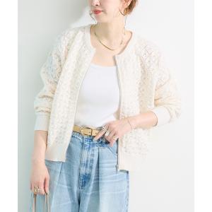 カーディガン 「追加」手洗い可 / 幾何柄ZIPカーディガン レディース