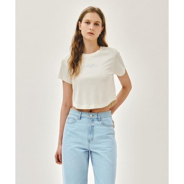 tシャツ 半袖 W SILVER LETTERING CROP TEE レディース