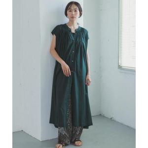ワンピース 半袖 コットンボイルギャザーフレンチワンピース