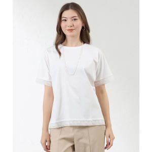 AMACA（アマカ） tシャツ 半袖 プレーティング天竺 レース切替Tシャツ