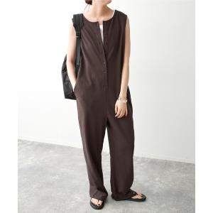 パンツ フロントボタンサロペット レディース