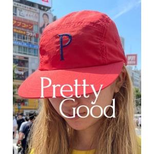 キャップ 帽子 メンズ 「Pretty Good /プリティーグッド」フルーツパーラー “P”　ナイロン　ジェットキャップ　刺繍　ツバ長め メンズ レディース