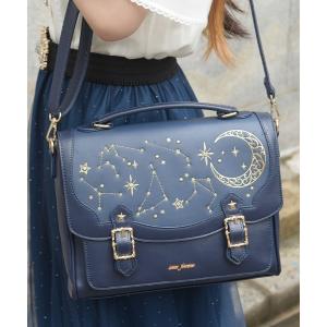ショルダーバッグ バッグ 月星箔押しフラップサッチェル レディース