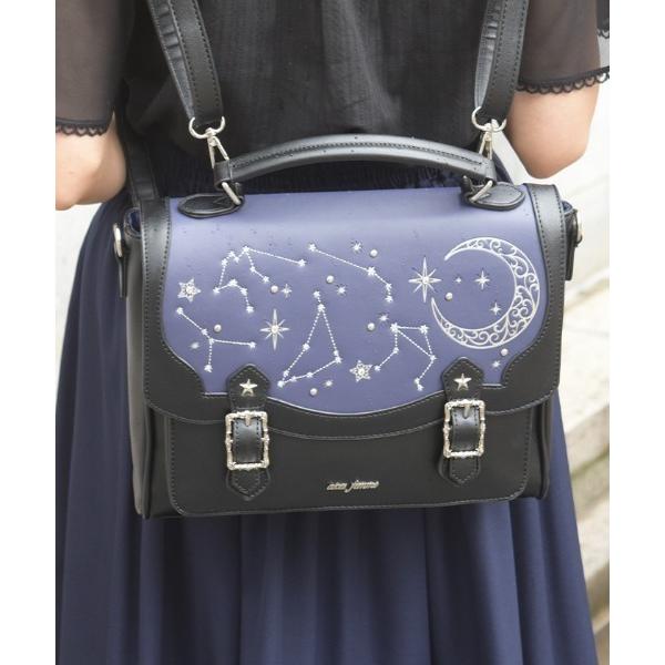 ショルダーバッグ バッグ 月星箔押しフラップサッチェル レディース