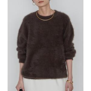 ニット セーター ファーカシミヤミンクライククルーニット　冬服　ニット レディース