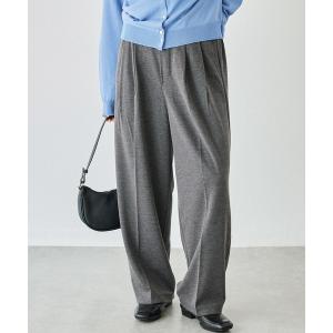 パンツ ストレッチカットソータックワイドパンツ｜ウエストゴム/きちんと見え/きれいめ /イージーパンツ レディース