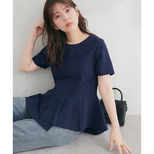 tシャツ 半袖 ちびロゴ刺繍ペプラムT レディース
