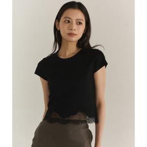tシャツ 半袖 シルクタッチコットンレーストリムコンパクトTシャツ レディース メンズ