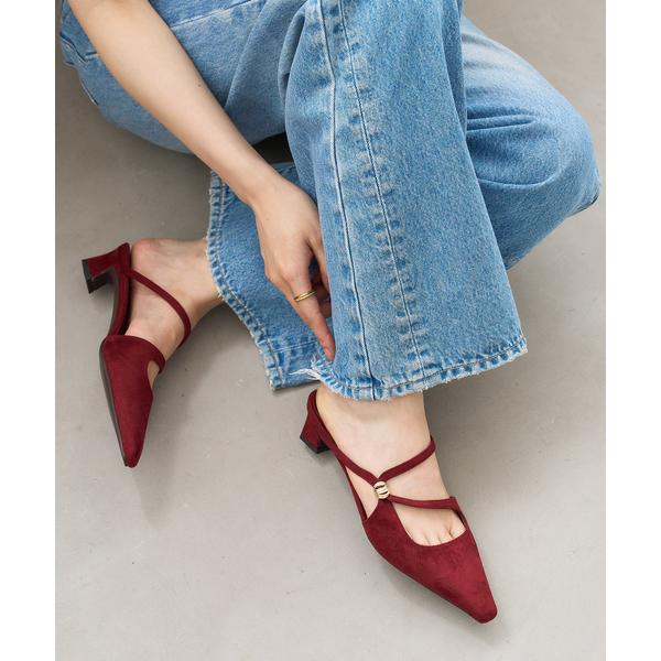 パンプス 4cmフレンチスクエアアシメミュール