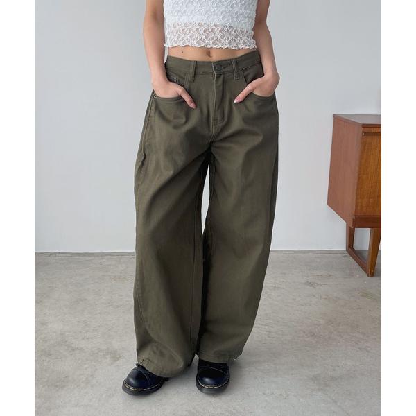 「FOLLOWIN」 デニムパンツ MEDIUM カーキ レディース