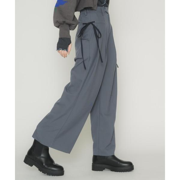 「idem」 スラックス SMALL チャコールグレー レディース