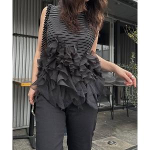 ニット セーター gradation frill no sleeve knit レディース