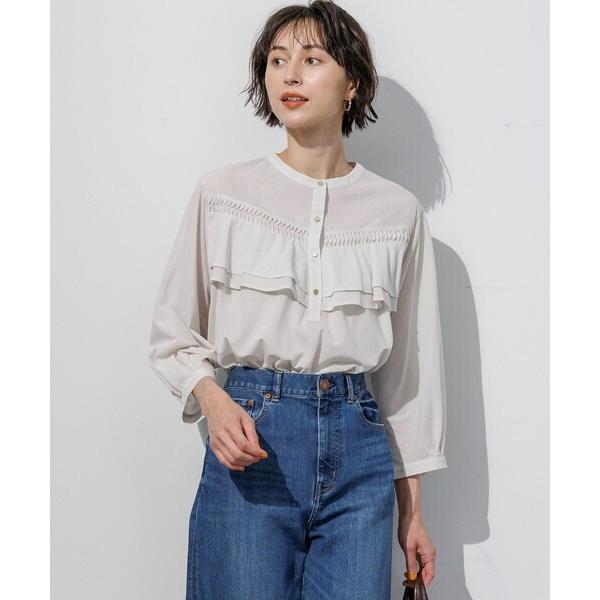 tシャツ クリアトリコットジャージー ピンタックフリル ブラウス レディース