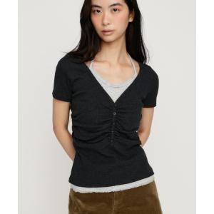 tシャツ 半袖 LAYERED LIKE CUT S/S TOPS レイヤードライクカットショートスリーブトップス 夏服 秋服 レディース