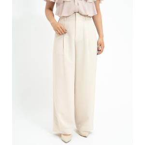 スラックス パンツ シアーリネンライク_タックストレートパンツ レディース
