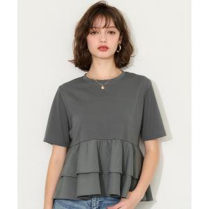 tシャツ 半袖 ＼接触冷感／ドッキング２段フリルTシャツ レディース