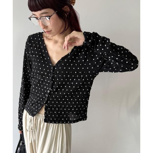 tシャツ Dot Shirring Cardigan レディース