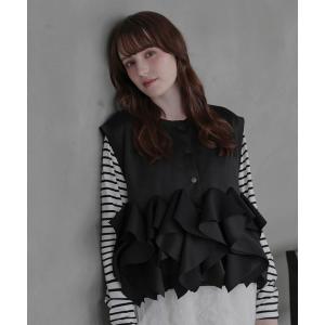 ベスト ジレ ボンディングフリルジレ レディース