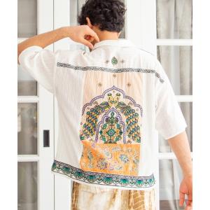 シャツ 半袖 「チャイハネ」レヘンナ刺繍MEN'Sシャツ メンズ レディース