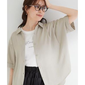 ブラウス シャツ 半袖 「ひんやり/洗濯後しわになりにくい/体型カバー」二の腕も隠せる　お袖ロールアップ半袖シャツ レディース