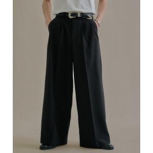ワイドパンツ スラックス 2タックサマーワイドストレートバギースラックス メンズ レディース