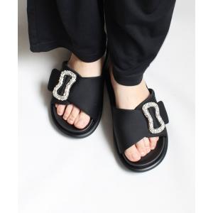 「ground green store」 フラットサンダル 38 ブラック レディース