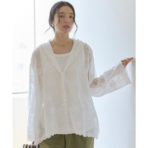 ブラウス シャツ レースフードシャツ レディース