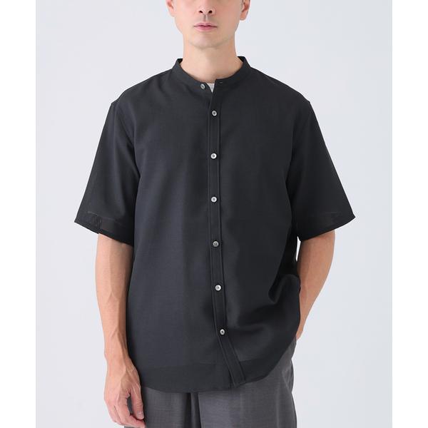 シャツ 半袖 EVALET メッシュ バンドカラー シャツ メンズ レディース