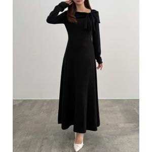 ワンピース オフショル風リボンニットワンピース