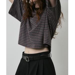 tシャツ マルチボーダークロップドT レディース