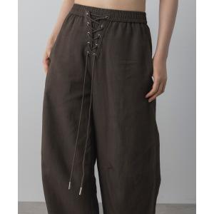 ワイドパンツ パンツ レースアップ ドローストリングワイドパンツ レディース