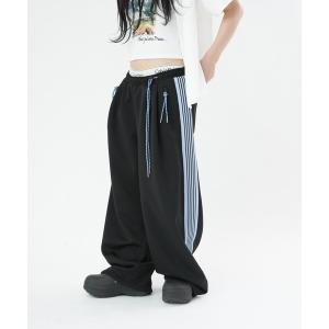 ワイドパンツ パンツ サイドラインバイカラーパンツ メンズ レディース