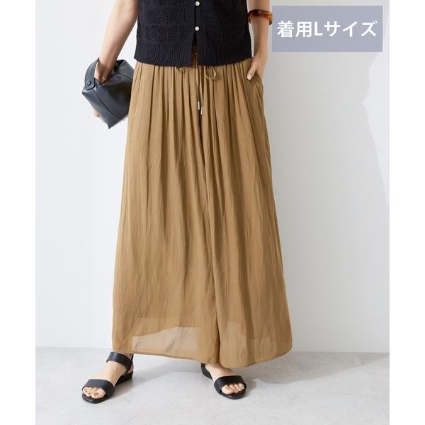 ワイドパンツ パンツ 「選べる丈」接触冷感シフォンスカーチョ「WEB限定カラー有」 レディース