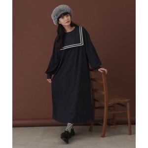 「MERLOT」 長袖ワンピース FREE ネイビー レディース