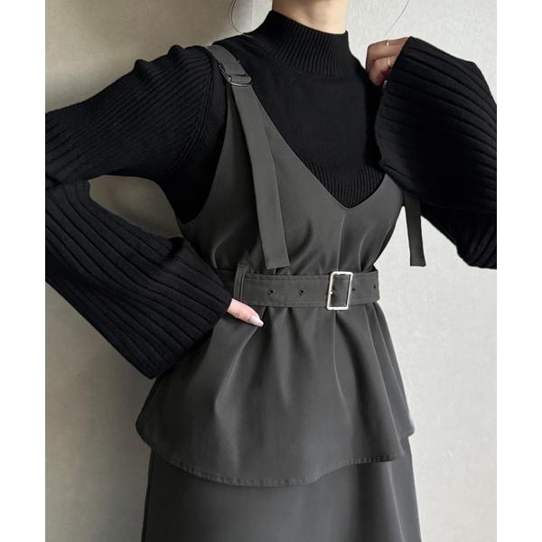 「junoah」 サロペットスカート LARGE チャコール レディース