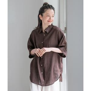 ブラウス シャツ 「リネン100%」カシュクールカフスシャツ レディース