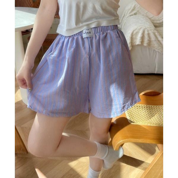 パンツ キャンディカラー ストライプショートパンツ レディース
