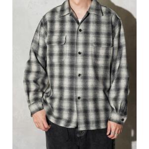 シャツ TOWNCRAFT / タウンクラフト 50S WOOL OMBRE W-FLAP LOOP COLLAR SHIRT ウール オンブレチェック ループカラーシャツ メンズ レディース