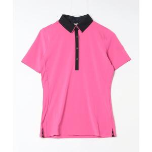「PXG」 半袖ポロシャツ L ブラック×ピンク レディース