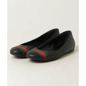 「GUCCI」 シェリーライン グッチシマ フラットパンプス 36 ブラック レディース