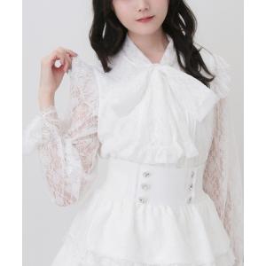 ブラウス シャツ 夏 ボウタイリボンフリルレースブラウス レディース