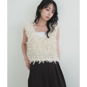 ベスト ジレ リボンフリンジベスト レディース