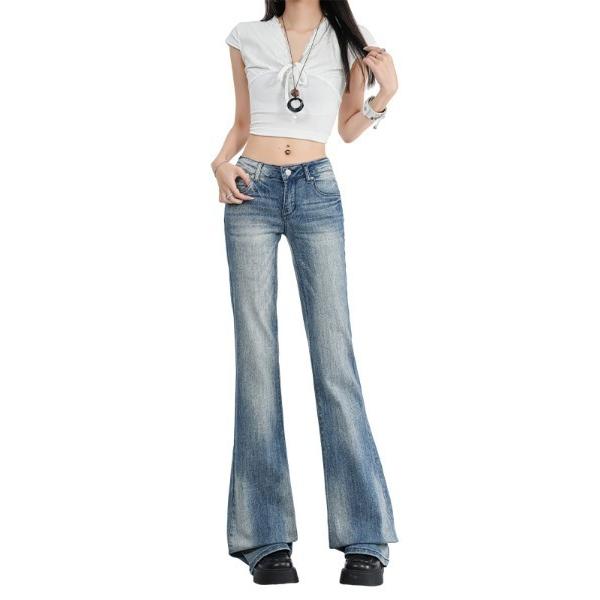 ジーンズ デニム デニムパンツ ローライズ ストレッチ フレアデニムパンツ レディース