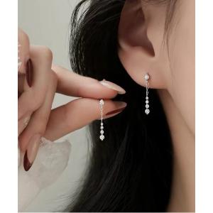 ピアス 「揺れる輝きが魅力」ロングチェーン ビジューピアス/ レディース アクセサリー レディース