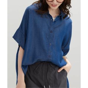 ブラウス シャツ 夏 半袖 デニム素材ヒンヤリブラウス レディース