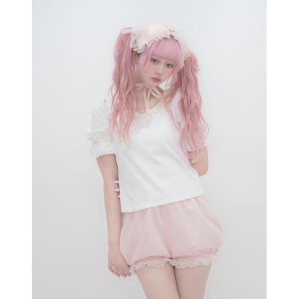 tシャツ 半袖 puff sleeve rose T-shirt レディース